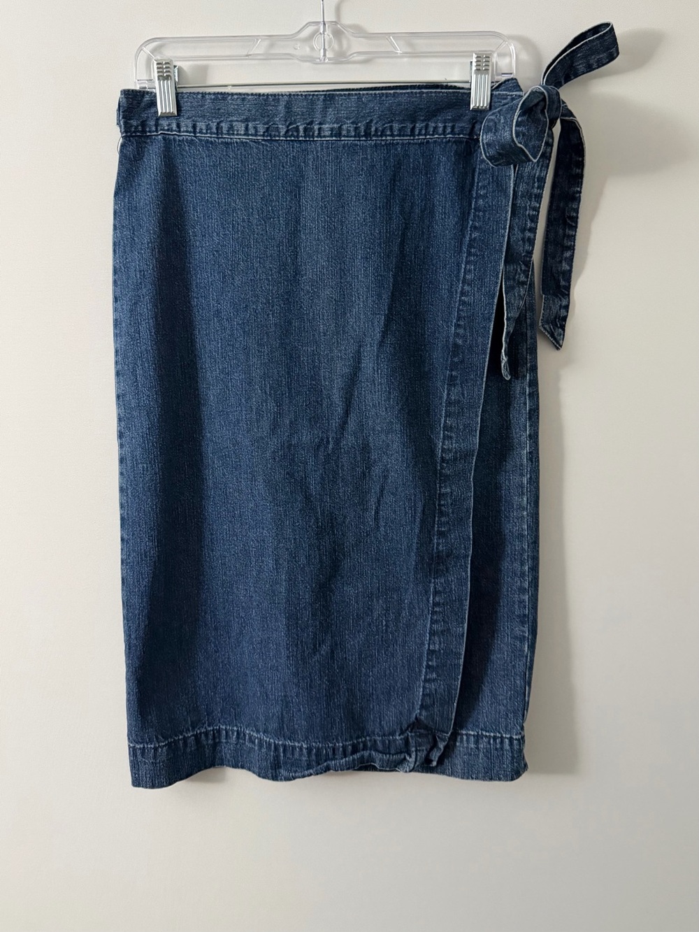 Madewell Size 29 Women's Midi Pencil Skirt Wrap Tie Denim Dark Blue Used